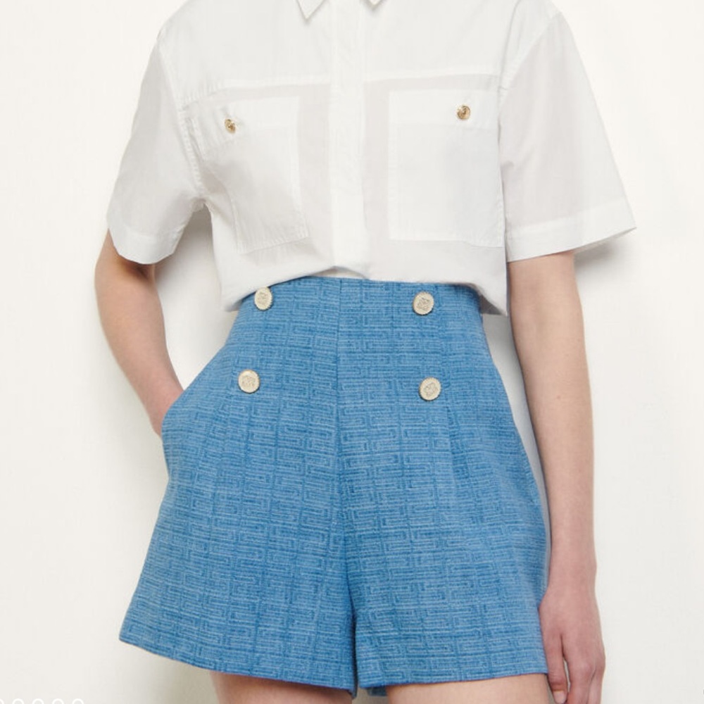 NWT SANDRO Jacquard Denim Shorts
